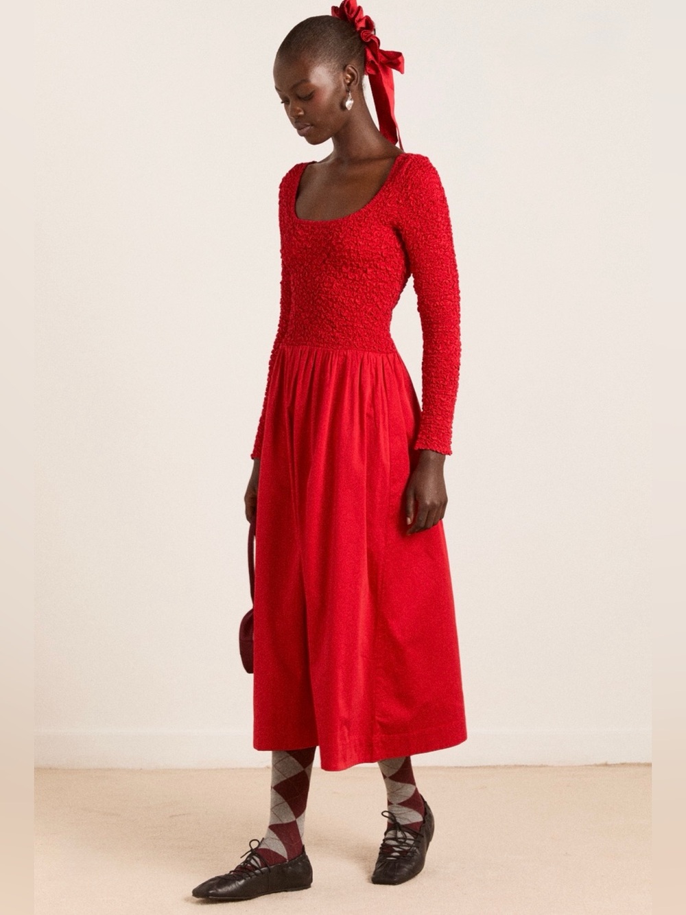 Damson Madder Malinda Long Sleeve Super Smocked Midi Dress